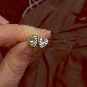 Heart shaped diamond earrings! Not real diamonds